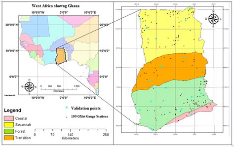 Map Showing The Location Of Ghana The Nsaz And Distribution Of Gauge