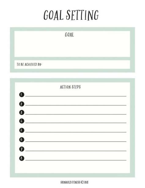 goal setting worksheet printable ironwild fitness