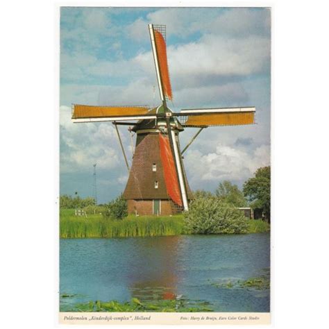 Holandia Kinderdijk Wiatrak Widok Wka A Widok Wki Poczt Wki