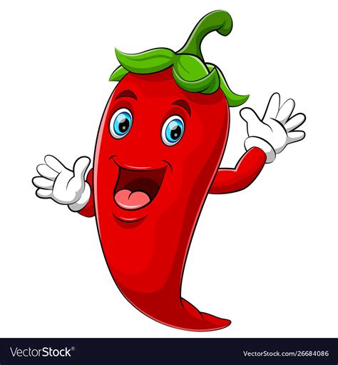 Happy chili cartoon character Royalty Free Vector Image