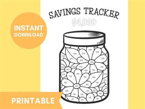 4k Savings Challenge Printable Savings Tracker In Mason Jar Instant