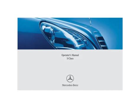 2005 Mercedes Benz S Class Owners Manual Free Pdf