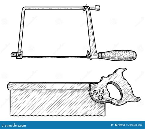 Coping Saw Tenon Saw Illustration Drawing Engraving Ink Line Art