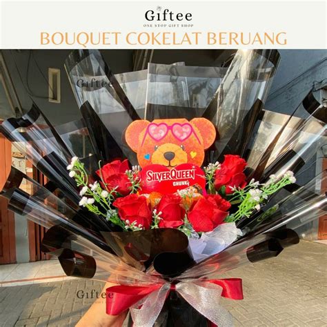 Jual Buket Cokelat Beruang Flower Bouquet Viral Chocolate Bear Medium