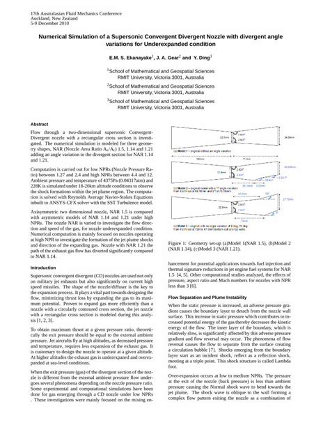 PDF Numerical Simulation Of A Supersonic Convergent Divergent