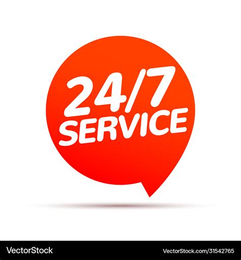 24 Hour 7 Day Service Available Support Service Vector Image