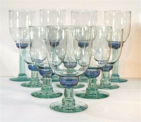 Pfaltzgraff Northwinds Glasses Set Of Wine Water Blue Green Stemware