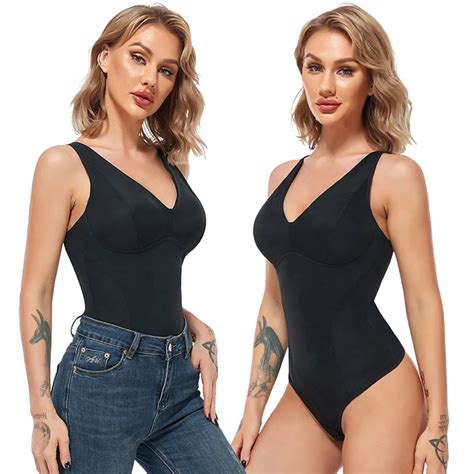 Becirzet Bodysuit Sexy Decote Em V Para Mulheres Modelador Chique