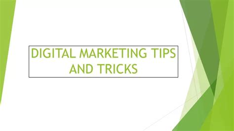 PPT Digital Marketing Tips And Tricks PowerPoint Presentation Free