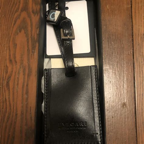 Genuine Black Leather Bvlgari Luggage Tag With Tag Depop