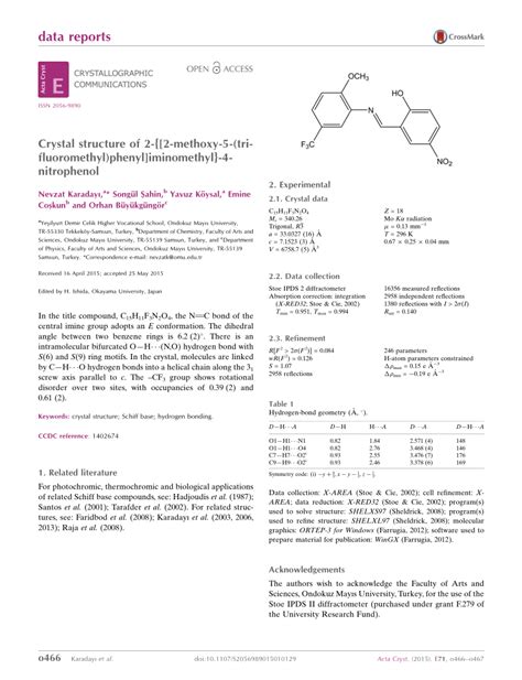 PDF Crystal Structure Of 2 2 Meth Oxy 5 Tri Fluoro Meth Yl Phen Yl