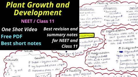 Plant Growth And Development Class 11 Ncert Notes Neet Best Revision Video Plant Physiology One