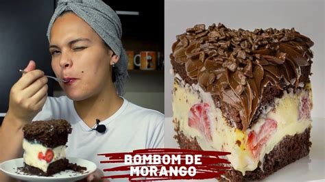 Fatia De Bolo Bombom De Morango Super Cremoso E Fofinho Uma Receita Deliciosa Kim