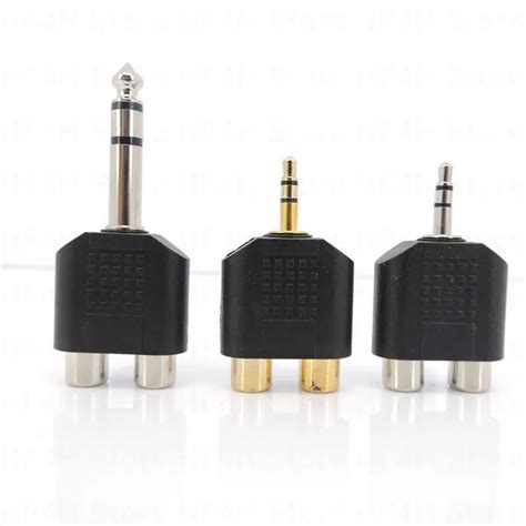 Audio Stereo 3pole 3 5mm 6 5 6 35mm Male Plug To 2 Dual Rca Female