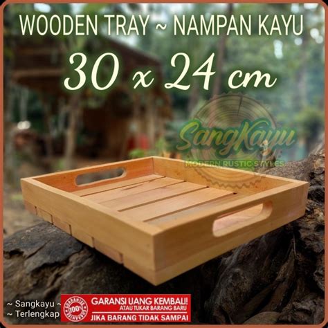 Jual TERMURAH Nampan Kayu 30x24cm Wooden Tray Kotak Serbaguna Baki Kayu