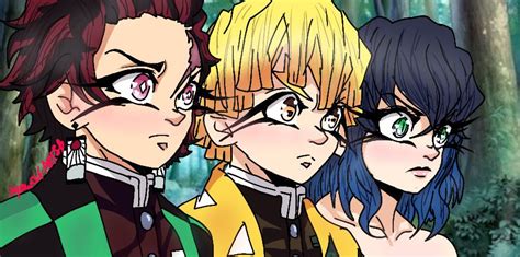 The Trio Screen Shot Redraw💛💚💙 Demon Slayer Kimetsu No Yaiba Amino