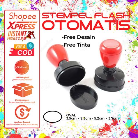 Jual Stempel Flash Otomatis Kilat Oval Stempel Warna Tanpa Biaya