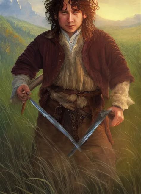 Krea A Fantasy Portrait Painting Of A Male Hobbit Wearing Leather