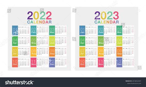 Colorful Year 2022 Year 2023 Calendar Stock Vector Royalty Free