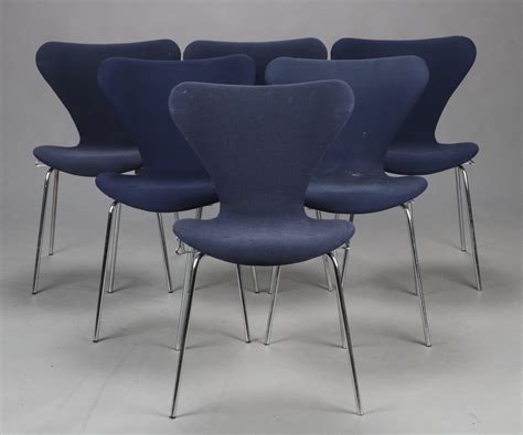 Arne Jacobsen Seks Syveren Stole Model 3107 6 Auktionshuset