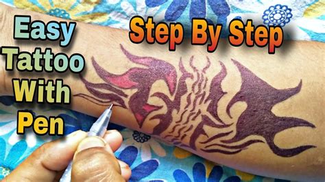 How To Make Tattoo Step By Step Drawing Tribal Tattoo Drawing Easy Youtube