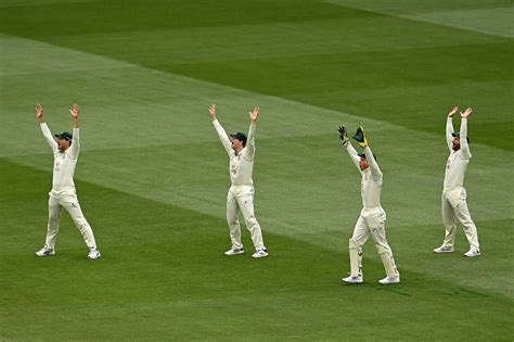 Australias Slip Cordon Appeals For An Lbw