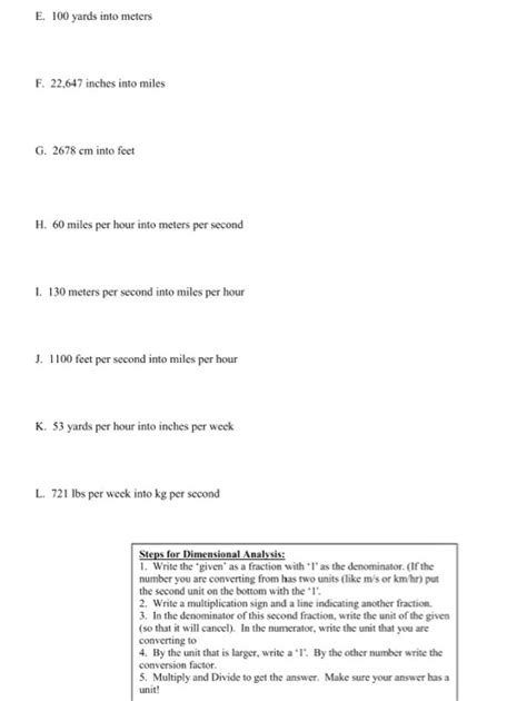 Solved Physical Science Dimensional Analysis Unit