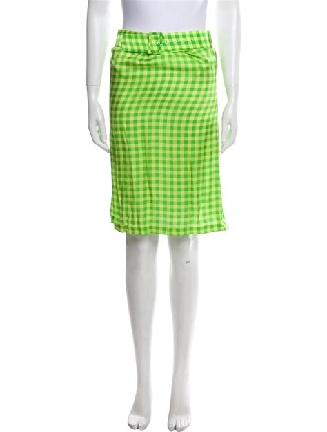 Bernadette Plaid Print Knee Length Skirt Green Skirts Clothing