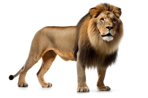 Premium Photo | Lion standing on white background side view Side view