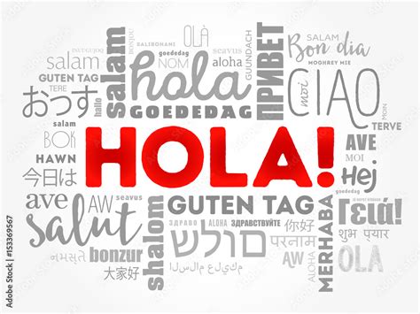 Hola! (Hello Greeting in Spanish) word cloud in different languages of ...