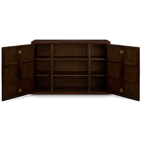 Dark Espresso Elmwood BiFold Door Chinese Ming Media Cabinet