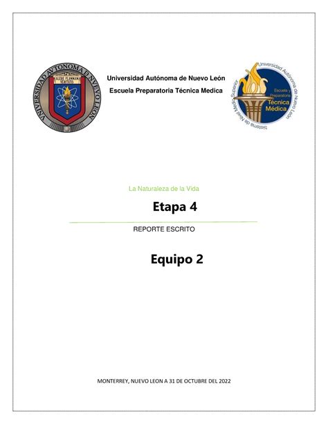 E4 LNV EQ Evidencia De La Etapa 4 De La Naturaleza De La Vida