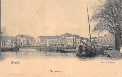 Gouda Kattensingel Kleiwegbrug 1903 Binnenvaart Schepen Vivat No 407