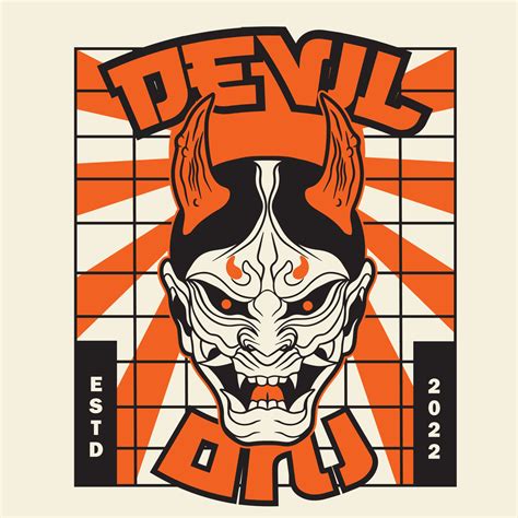 Japanese Demon Oni Mask Logo Design Vector Illustration It Can Be Use