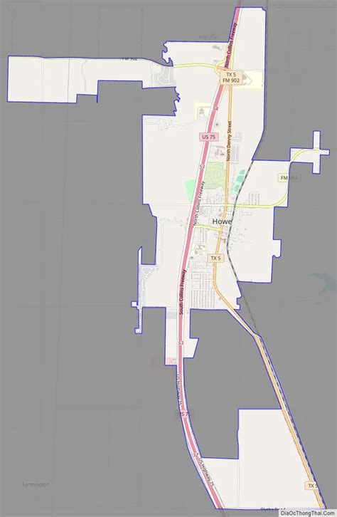 Map of Howe town, Texas - Thong Thai Real