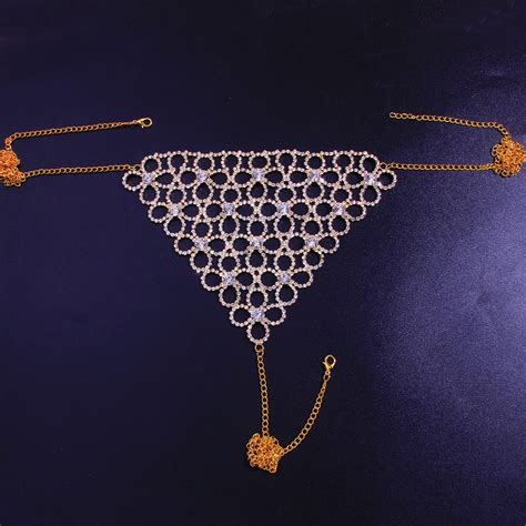 Luxury Rhinestone Chain Crystal Sexy Underwear Set Thong Bikini For Women Belly Body Chain