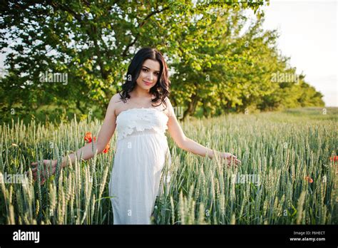 Pregnant Gorgeous Brunette Woman Stock Photo Alamy