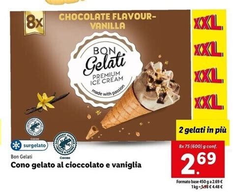 Bon Gelati Cono Gelato Al Cioccolato E Vaniglia Offerta Di Lidl