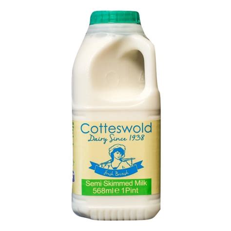 Milk Semi Skimmed Cotteswold Dairy 1 Pint Poly Bottle Heddens Of