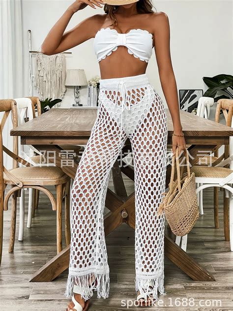 Churchf Solid Color Thoracic Split Swimsuit Women New Low Waisted Lace Bikini Three Piece