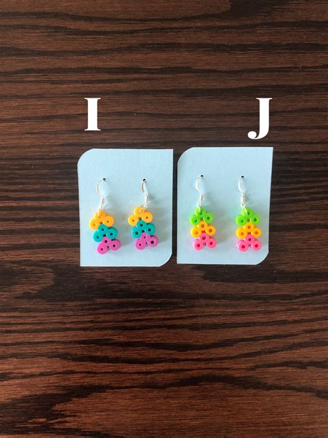 Tricolor Dangle Perler Bead Earrings Etsy