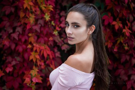 Girl Long Hair Ponytail Woman Model Brunette Wallpaper