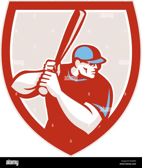 Illustration Of A American Baseball Player Batter Hitter Looking To The