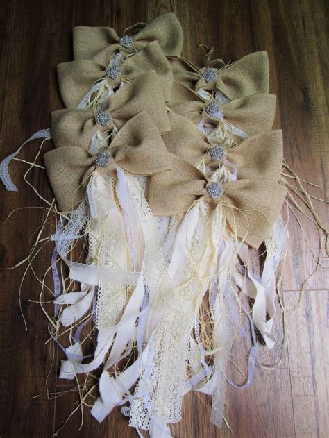 Large Burlap Bows Rustic Wedding Decorations Aisle Chair Pew Large