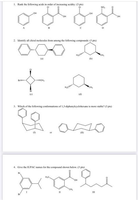 Solved 1 Rank The Following Acids In Order Of Increas