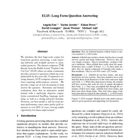 Eli5 Long Form Question Answering Acl Anthology