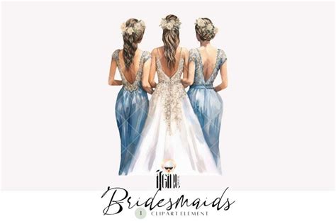 Boho Bridesmaids Watercolor Clipart Wedding