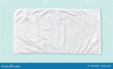 White Beach Towel Mock Up Isolated With Clipping Path On Blue