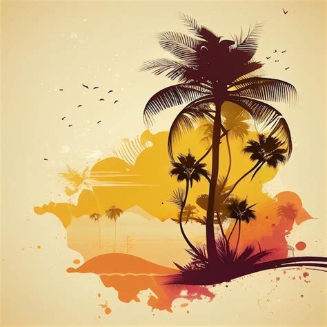 Premium AI Image A Colorful Illustration Of A Palm Tree With The Word