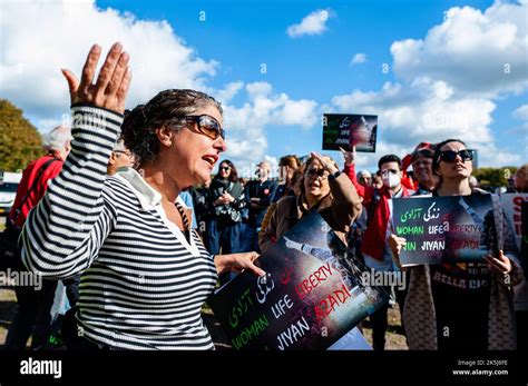 An Iranian Woman Is Seen Shouting The Name Of Mahsa Amini In Front Of